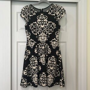 Patterned Black and White Dress